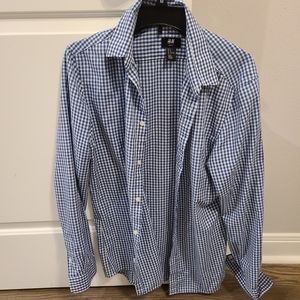 H&m blue checkered dress shirt medium